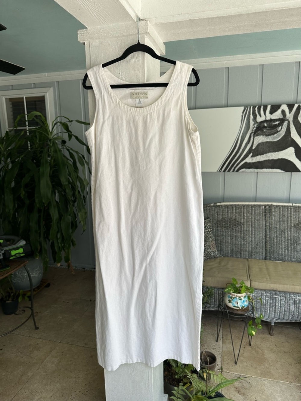 Norton Mcnaughton White Sleeveless Maxi Dress Classic Modern LG Linen Blend
